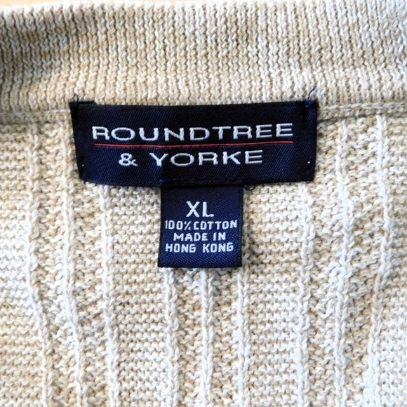 Roundtree and Yorke Sweater Vest Mens XL Heather Beige White Sleeveless Buttons - Picture 6 of 6
